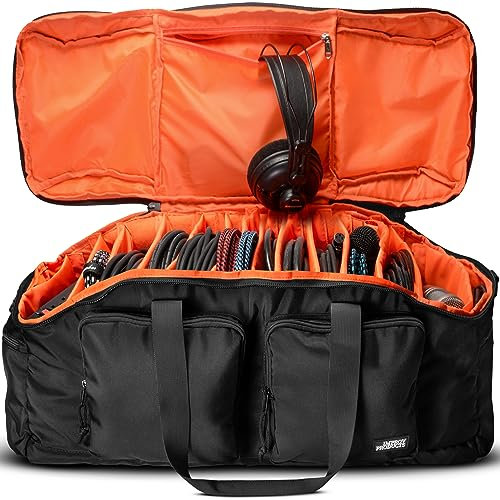 Improv Products DJ Gig Bag - Cable Organizer for Audio Gear - Carry Accessories, Sound Equipment, Controller and More - Padded Music Case with Dividers to File Cables