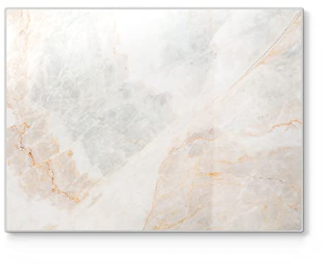 DEQORI Schneidebrett aus Glas | groß 40x30 cm | Motiv Marmorsteinstruktur | Design Schneideplatte für Küche | Frühstücksbrett antibakteriell & rutschfest | Glasplatte & Servierplatte