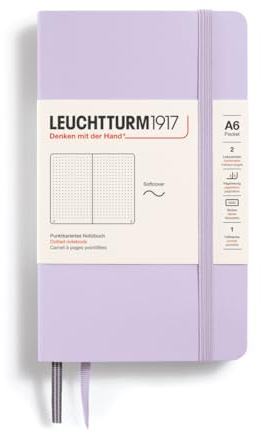 LEUCHTTURM1917 368159 Notizbuch Pocket (A6), Softcover, 123 nummerierte Seiten, Lilac, Dotted