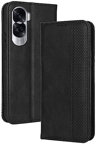 Topme Coque pour Honor 90 Lite 5G (6.7 inches) Etui Housse, Étui de Téléphone en Cuir avec Fente pour Carte Texturée élégante.Le Noir