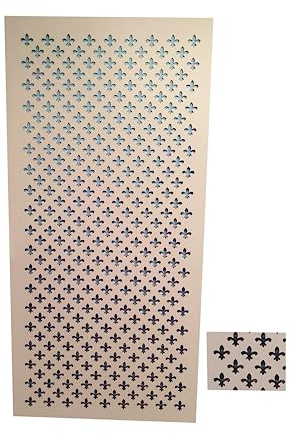 3mm MDF Decorative Screen.White Primed. Fleur De Lis Design. 122cm x 61cm. Portrait Design.