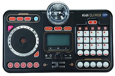 VTech Kidi DJ Mix, Console da DJ per Bambini, Effetti Luminosi da Concerto, DJ Mix da Bambini con Microfono, Collega il Tuo Lettore MP3, Jack o Bluetooth, Lingua Italiana, Batterie Incluse, 6+ Anni