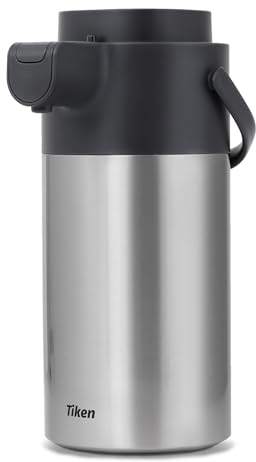Tiken 4L Pumpkanne Thermoskanne Edelstahl Doppelwandige Vakuum Isolierkanne Kaffeeskanne