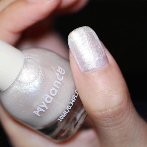Pearl White Nail Polish - Nail Varnish Quick Dry & Long Lasting Aurora Shine Nail Polishes Pearlescent Nail Paint Shiny Glitter Nail Polishes DIY Manicure Nail Paint for Women