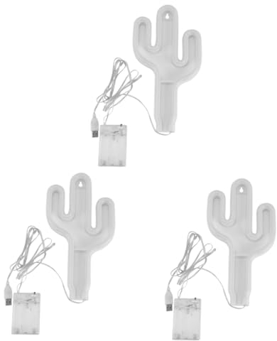 Uonlytech 3 Stk Kaktus-neon-led-nachtlicht Pflanze Leuchtreklame Kaktus-neonlampe Festzelt Schilder Neonlicht Led-schreibtischlampe Led-dekor Dekorative Lichter Buchstabe Pc-kunststoff Kind