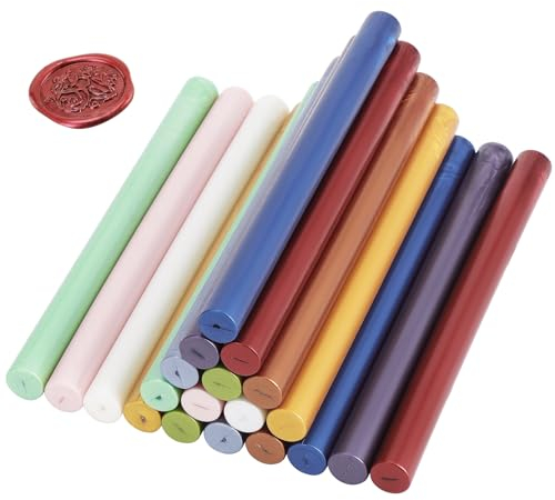 Coolty 20 Pack Wax Seal Sticks 11mm Glue Gun Sealing Wax Sticks for Wax Seal Stamp Sealing Invitations Cards Envelopes Gift Wrapping (Multicolour)
