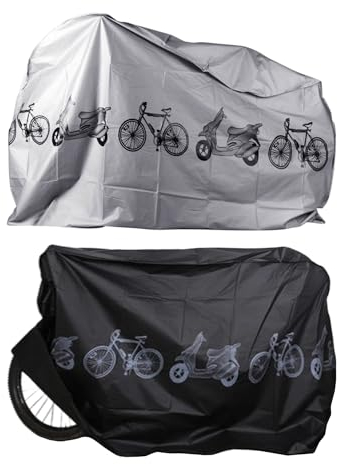 Paquete de 2 fundas protectoras para bicicleta, a prueba de lluvia, polvo y sol, funda de coche eléctrico, adecuada para bicicletas de montaña, coches eléctricos (gris, negro)
