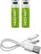 UNI-COM 2 Pack AAA USB Li-ion Rechargeable Batteries with Twin USB Cable - Ideal for Remotes Toys Mouse Torch