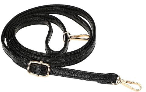 COMNICO 1 Pack Purse Strap Replacement Crossbody Black Leather Adjustable Handbag Lengthen Handles with Gold Hang buckle for Shoulder Bags Camera Strap