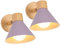LIGKIN 2 Pezzi Lampade da Parete Interni Moderna E27 Applique da Parete Industriale Vintage Lampada da Parete Ruotabile in Legno Lampada a Muro per Camera Soggiorno Caffè, Ø18cm(Viola)