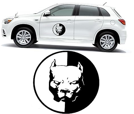Yardwe Autoaufkleber Mit Bullterrier-Motiv Pitbull-Sticker Selbstklebend Wasserfest Für Pkw LKW Fenster Wand Schwarz