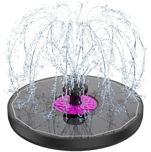 SZMP Fontana Solare da Giardino, 3.5W Vetro Pompa ad Acqua Solare Fontana con 7 Ugelli & 4 Fissatori Esterno Kit Pompa per Laghetto, Piscina, Acquario, Vaso dei Pesci e Bagno per Uccelli (Nero)