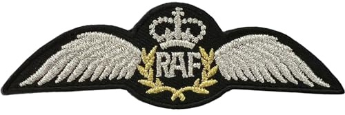 RAF Pilot Wings Aufnäher zum Aufbügeln oder Aufnähen, Royal Air Force Uniform, besticktes Abzeichen 2. Weltkrieg