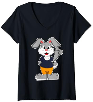 Damen Hase Nerd Brille T-Shirt mit V-Ausschnitt