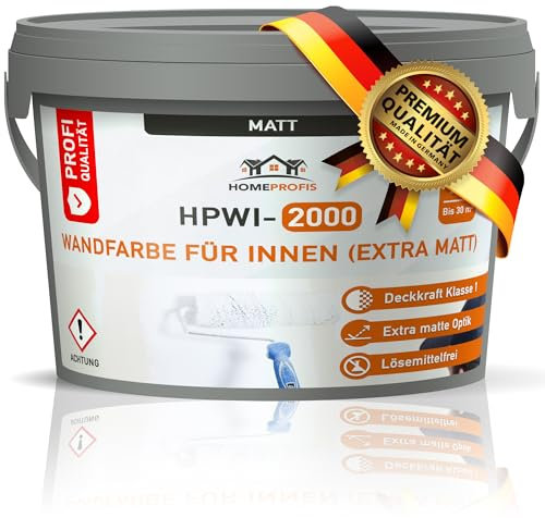 Home Profis® Wandfarbe Weiß Extra Matt | Hervorragende Deckkraft | Zum Färben & Ausbessern | Geruchsarm | Diffusionsfähig | Profi Qualität | HPWI-2000 (12,5 Liter | Bis 75 m²)
