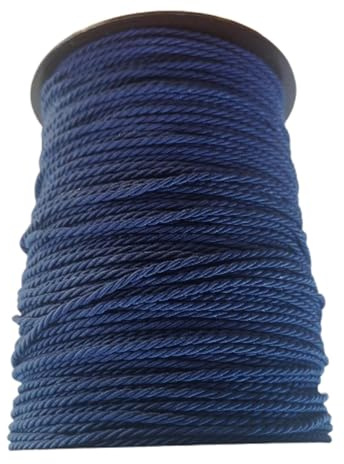 PIZZITALIANI Cordino collane - Cordoncino per braccialetti BLU, Diametro 2mm X 100m, Passamaneria Decorativa, Resistente e Flessibile, Cordone Intrecciato a 3 Capi, Made in Italy