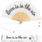 Fisura - Folding Fan with Love is in the Air Message. White Wooden Handheld Accessory. Wedding or Birthday Gift. Party Decoration with Hanger Included