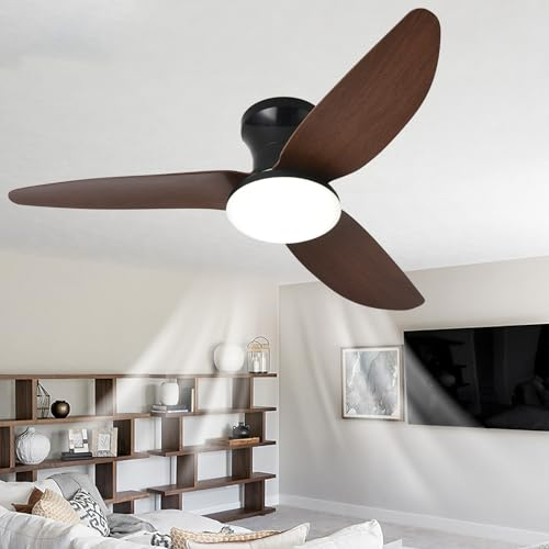 Dceinz Groß Deckenlampe mit Ventilator Wohnzimmer Dimmbar Fernbedienung LED-deckenleuchte mit Ventilator Reversibel Leise DC Lampe Mit Deckenventilator Smart Modern für Schlafzimmer, Salon-Schwarz