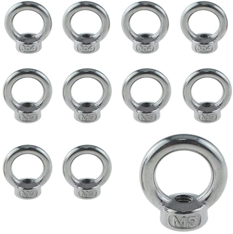 14 Stück Ringmuttern M5, 304 Edelstahl, Hebegeräte Zubehör Seilmontage Hebezubehö,für Hubringmutter for Befestigen Sie Hängende Ornamente, Blumentöpfe, Schaukelständer usw (14 Stück M5)