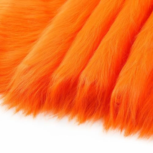 maikeduo Kunstfell Zum Basteln, 50 X 180 cm Fell Zum Basteln, Quadratischer Aufnäher Zum Kunstfell Basteln Zwergenkostüm Bodendekoration Matte Kunstleder Fell Stoff (Fluoreszierendes Orange)