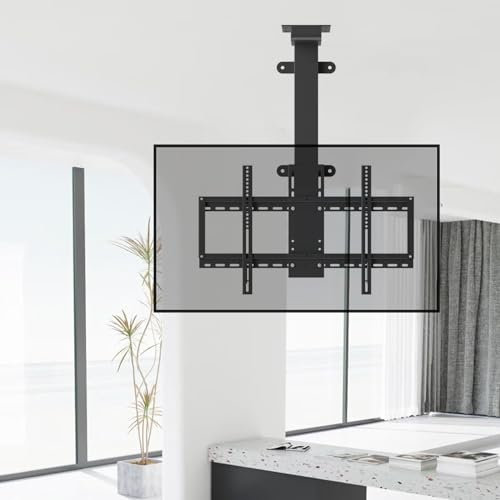 QICBYING Support TV Plancher - Support TV Motorisé Plafond, Support Mural Télescopique pour Téléviseur À Hauteur Levage Automatique, pour Téléviseurs 32 À 75 Pouces, Trois Méthodes D'installation