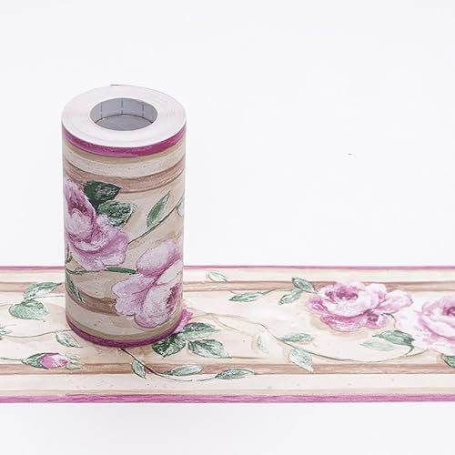 Jodimitty PVC Bordüre Selbstklebend 10 Meter x 10cm Dekorative Wandbordüre Taillenleiste Trim für Wohnzimmer Schlafzimmer, Tinte Waschen Malerei Verschwommenen Stil (Violett Geblümt)