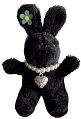 KAHDGSS Porte-clés en forme de lapin en peluche de dessin animé, pendentif mignon à suspendre, porte-clés pour sac à dos, breloque lapin, bijoux, Noir , as shown in the picture