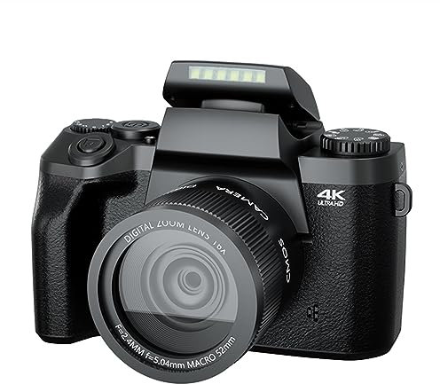 MZZYG Video Camera 4K Video Camera Camcorder SLR DSLR 64MP 60FPS 16X Digital Zoom Auto Focus Vlogging WiFi Camera Live Streaming Camcorder(256G SD Card,Only camera)