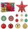 Zocipro 101 Stück Weihnachtskugeln Plastik Rot Gold Grün Christbaumkugeln, 6cm/4cm/3cm Kunststoff Christbaumschmuck mit Aufhänger Bruchsicher, Weihnachtsbaum Deko Set