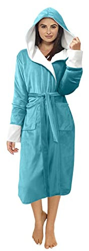 Hkdjaess Sauna Bademantel Damen Mit Gürtel Modern Für Frauen Hausmantel Sauna Bathrobe Leichtfrottee Gefütterter Frottee-Velours Bademäntel Kuschelmantel 2024 Mikrofaser Morgenmaentel Flauschmantel