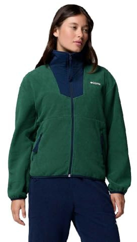 Columbia Women's Sequoia Grove Full Zip Fleece, Full Zip Fleece Jacket, Rain Forest, Collegiate Navy, S