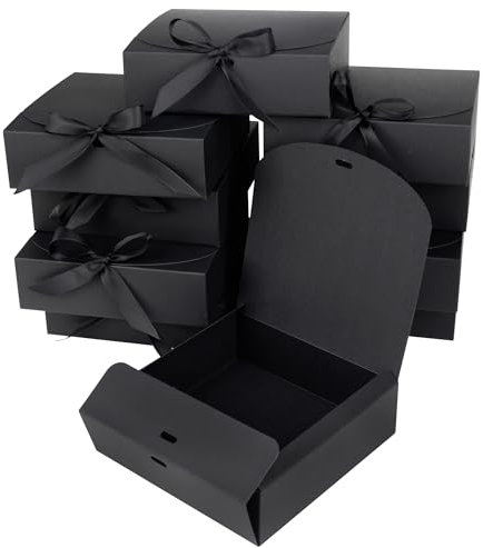 GXFCING Geschenkbox mit Deckel, 16x16x5cm Geschenkkarton, Schwarz Geschenkverpackung Box für Hochzeit Geburtstag Weihnachten Party Geschenke Verpackung, 10 Stück