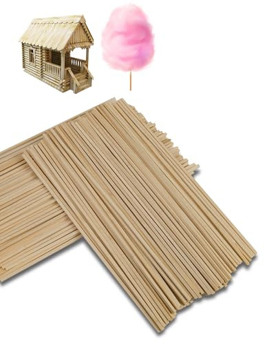200 Stück Zuckerwatte Stäbe Vierkant 30cm x 4 x 4 mm Zuckerwattestäbe Eckig Stäbchen Bambusstäbe für Zuckerwattemaschine Natürliches Bambus Holz für Holzarbeiten, Kunstprojekte & DIY