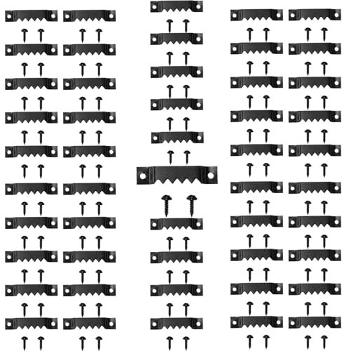 Lot de 30 cintres en dents de scie pour tableaux (grande taille en dents de scie noires)