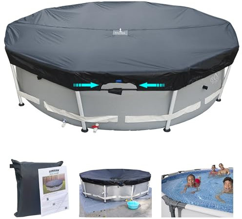 SIHAIAN 22 Ft Pool Cover, Quick Installation and Removal Above Ground Pool Cover, One-Piece Round Pool Cover, Waterproof, Preventing Waterlogging, UV and Weather Resistant Solar Swimming Pool Cover