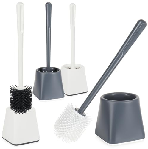 com-four® 4X WC-Bürste mit Halter - Toiletten-Bürste mit hygienischen Silikon-Borsten und Ständer - Kunststoff Klo-Reinigungsbürste für Bad und Gäste-WC (4 Stück - Silikon)