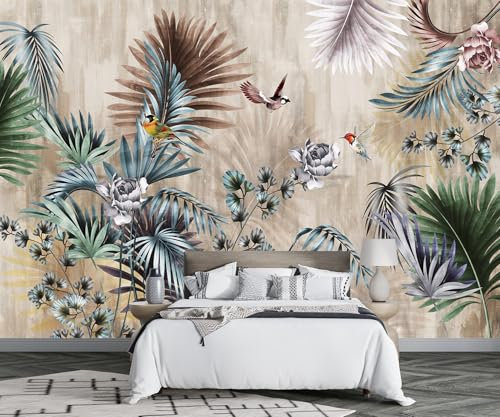 ZXCHEE Papier Peint Plantes Tropicales Vintage Fresque Intissé 3D Papier Peint Panoramique Nature Peinture Murale Chambre Salon -FG006-350x250cm