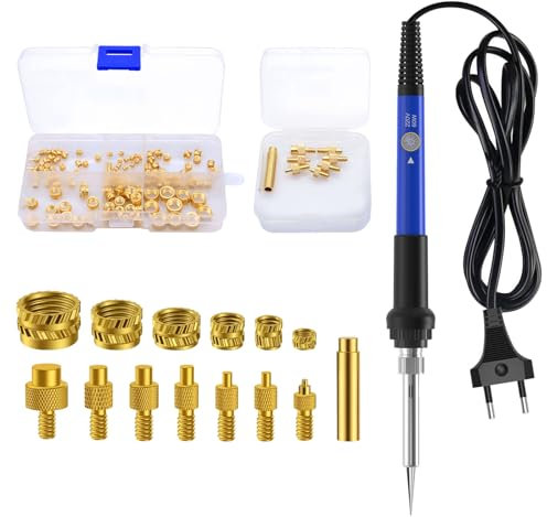 Lötkolben Set, Lötspitzen Gewindeeinsatz Set einstellbare Temperatur Lötkolbenspitzen für Gewindeeinsätz Einschmelzmuttern M2 M3 M4 M5 M6 M8 Kompatibel 3D Drucker Zubehör