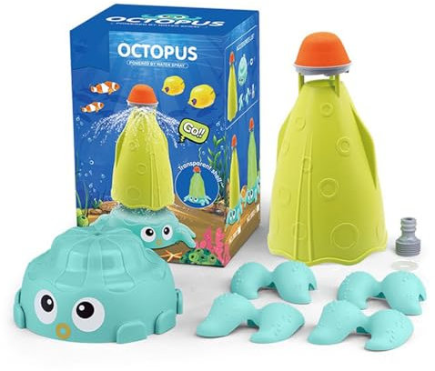 NASSMOSSE Sprinkler for Kids, 360° Rotating Octopus Kids Sprinkler, Plastic Outdoor Water Toys for Summer Garden Yard Lawn Pool