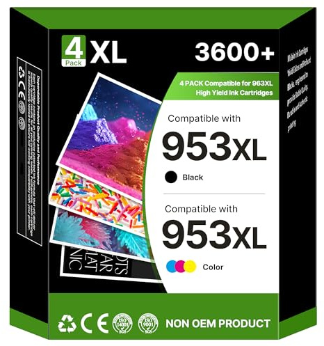 RUDGUZ 953XL Patronen, kompatibel mit HP 953 XL, 4 Stück, kompatibel mit HP Officejet Pro 7720 7730 7740 8210 8218 8710 8715 8718 8718 8719 8720 8730 (Schwarz Cyan Magenta Gelb)