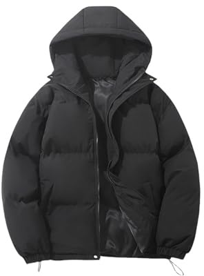 Couawaticy Quilted Jacket for Women UK Hooded Puffer Down Coat Quilted Padded Coat Hoodie Top Plain Short Down Puffer Ladies Lightweight Waterproof Jacket A-Black