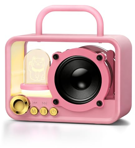 Ykall Mini Bluetooth Speaker with Cat-Pattern & Portable Wireless RGB Light | Cute Cat-Pattern Design, Color-Changing RGB Lights, Deep Bass, 8H Playtime