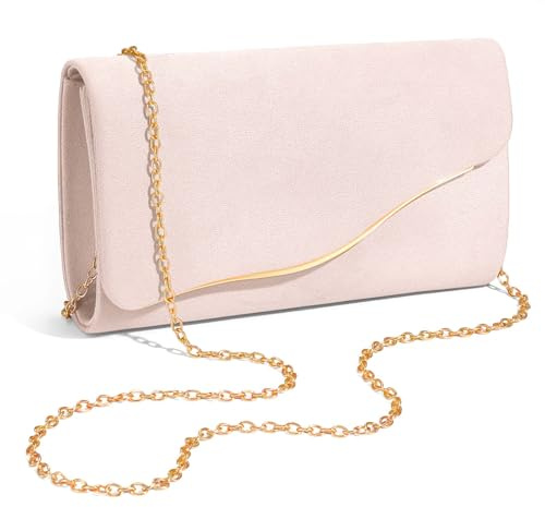 XquiziFit Damen Clutch Handtaschen Formelle Abend Clutch mit Abnehmbarer Kette Kunstwildleder Handtasche für Hochzeitsfeiern