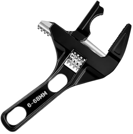 Adjustable Wide Jaw Spanner 6-68mm, 200mm Tap Spanner for Tight Space | Reversible Jaw Plumbing Wrench for Bathroom Basin Tap, Washbasin Pipe, Camper Gas Cylinder and DIY Maintenance