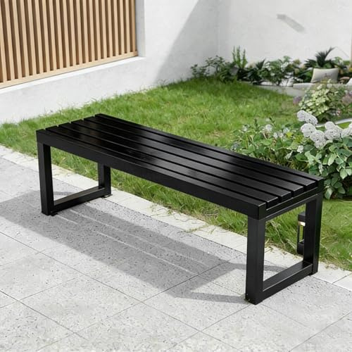 Gartenbank für Die Terrasse,3-Sitzer Sitzbank ohne Rückenlehne Holzbank,Sitzbank Holz Wetterfeste,Gartenbank im Freien,Wetterfest Langlebig,Outdoor Bank mit 200kg Tragfähigkeit Schwarz 100cm