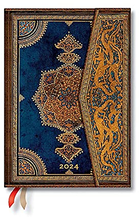 Paperblanks 12-Monatskalender 2024 Safawidisch Indigo | Verso | Midi (130 × 180 mm)
