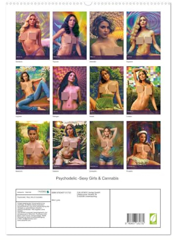 Psychodelic -Sexy Girls & Cannabis (hochwertiger Premium Wandkalender 2025 DIN A2 hoch), Kunstdruck in Hochglanz
