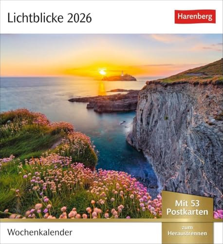 Lichtblicke Postkartenkalender 2026 - Wochenkalender mit 53 Postkarten: Kalender zum Aufstellen oder Aufhängen. Postkarten-Tischkalender 2026 mit stimmungsvollen Motiven und Naturaufnahmen