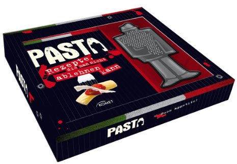 Buch-Box Pasta: Rezepte, die man nicht ablehnen kann. Buch plus Käsereibe in origineller Mafioso-Form in einer dekorativer Geschenkbox