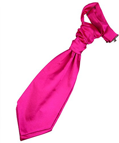 DQT Boys Plain Satin Pre-Tied Scrunchie Cravat - Wedding Pageboy Formal - Hot Pink
